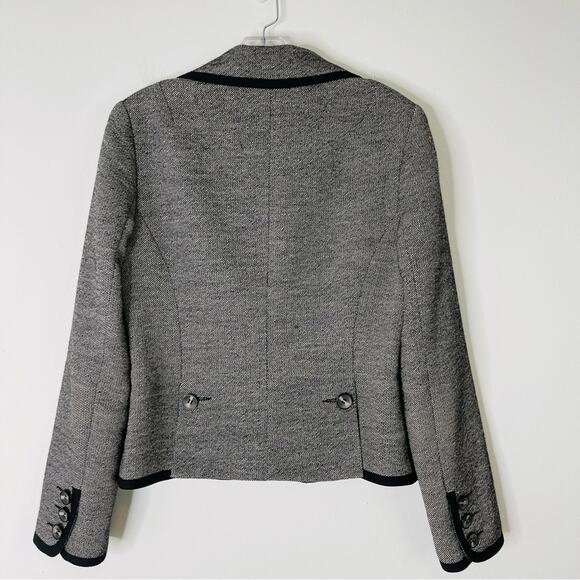 Trina Turk black white silk wool button preppy academia office blazer medium - Picture 7 of 8